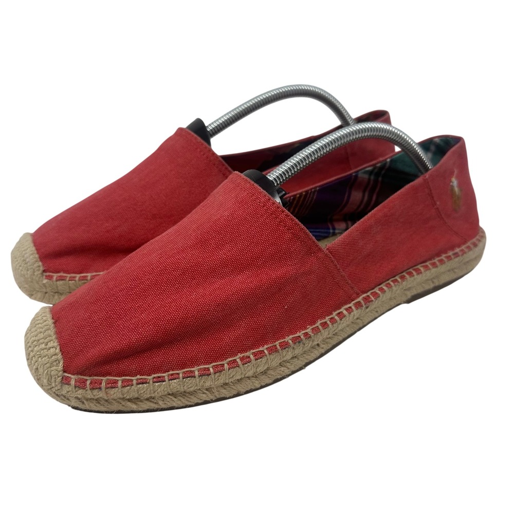 Polo Ralph Lauren Cevio Red Canvas Espadrille Slip On Loafers Mens 10